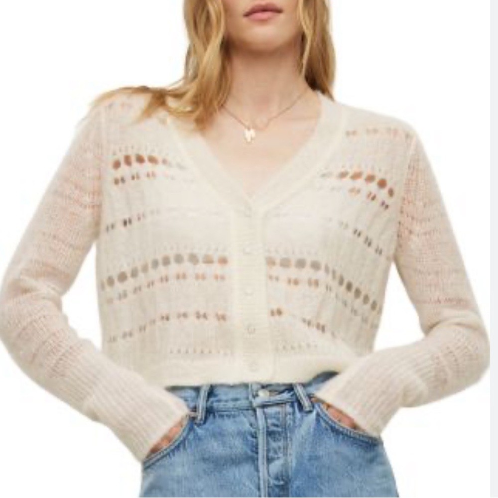 Allsaints Cole cardigan open weave wool alpaca blend